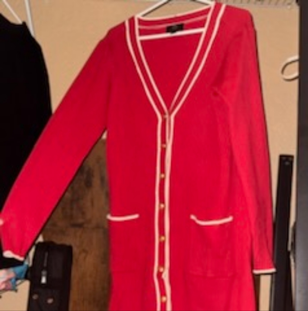 Beautiful red dress with gold embroidered buttons